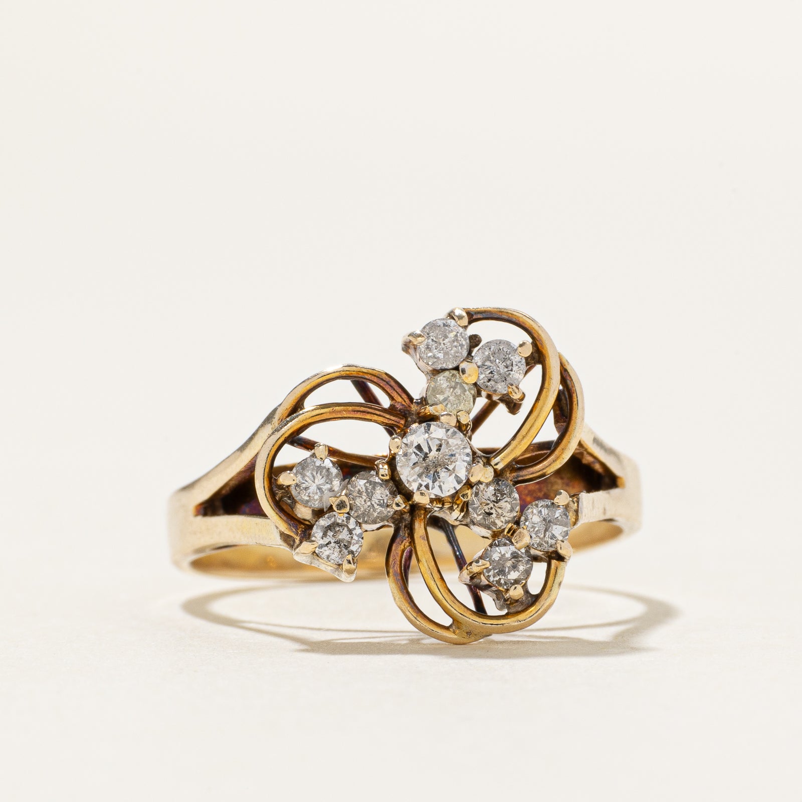 12k Diamond Openwork Pinwheel Ring | 0.35ctw | SZ 6