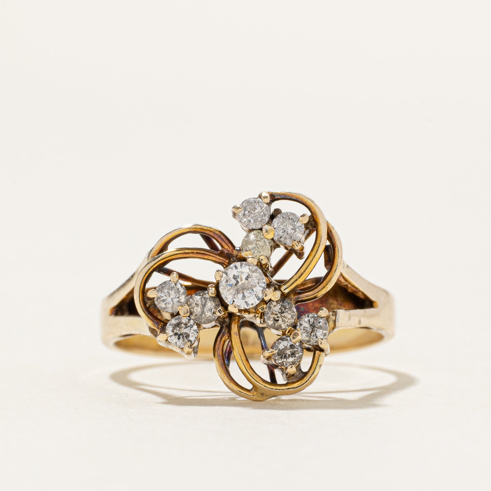 12k Diamond Openwork Pinwheel Ring | 0.35ctw | SZ 6