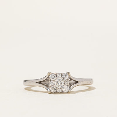 10k Diamond Square Cluster Split Shank Ring | 0.26ctw | SZ 7