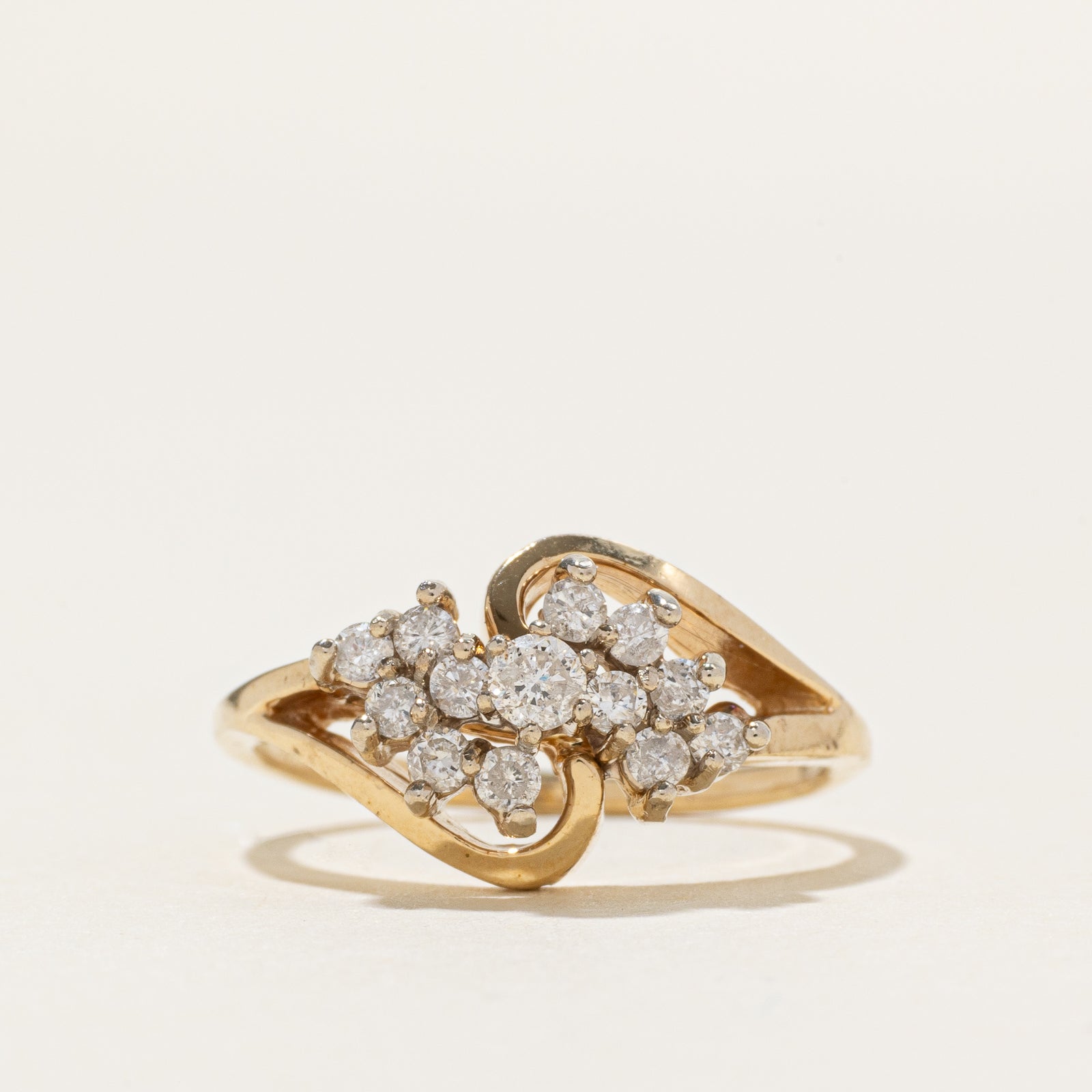 14k Diamond Cluster Bypass Ring | 0.30ctw | SZ 5.25