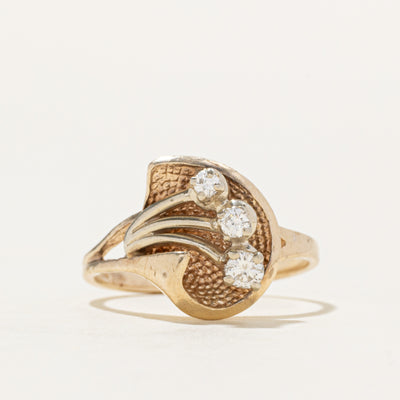 14k Two Tone Diamond Calla Lily Ring | 0.18ctw | SZ 6