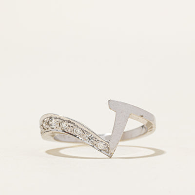 14k Diamond Angled Chevron Ring | 0.13ctw | SZ 6
