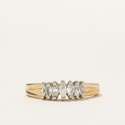 14k Marquise Cut Diamond Grooved Ring | 0.35ctw | SZ 7.75