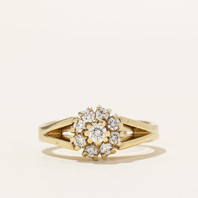 14k Cluster Diamond Split Shank Ring | 0.33ctw | SZ 6.25