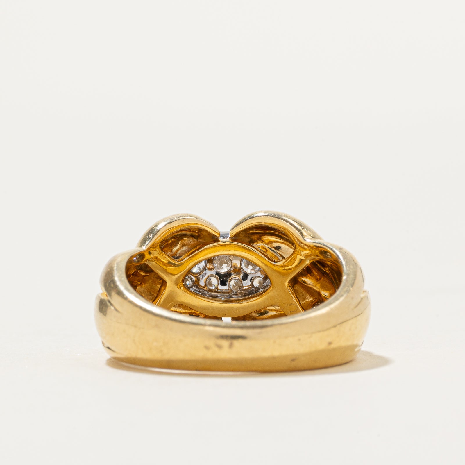 'Birks' 18k Marquise Cluster Diamond Chunky Twisted Ring | 0.32ctw | SZ 6.5