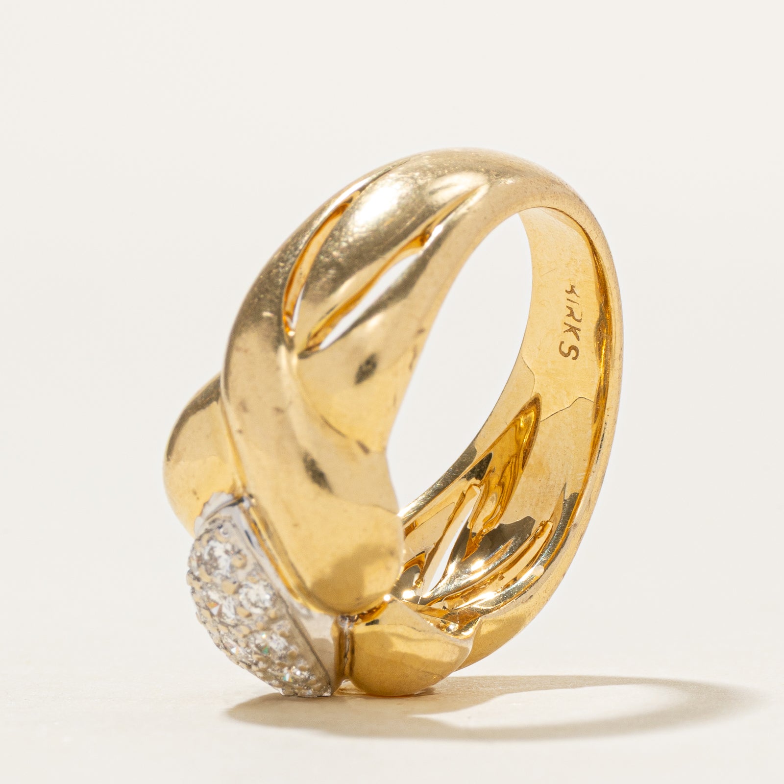 'Birks' 18k Marquise Cluster Diamond Chunky Twisted Ring | 0.32ctw | SZ 6.5