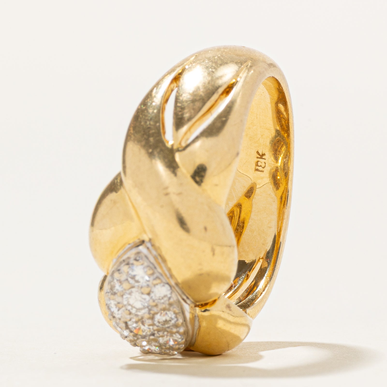 'Birks' 18k Marquise Cluster Diamond Chunky Twisted Ring | 0.32ctw | SZ 6.5