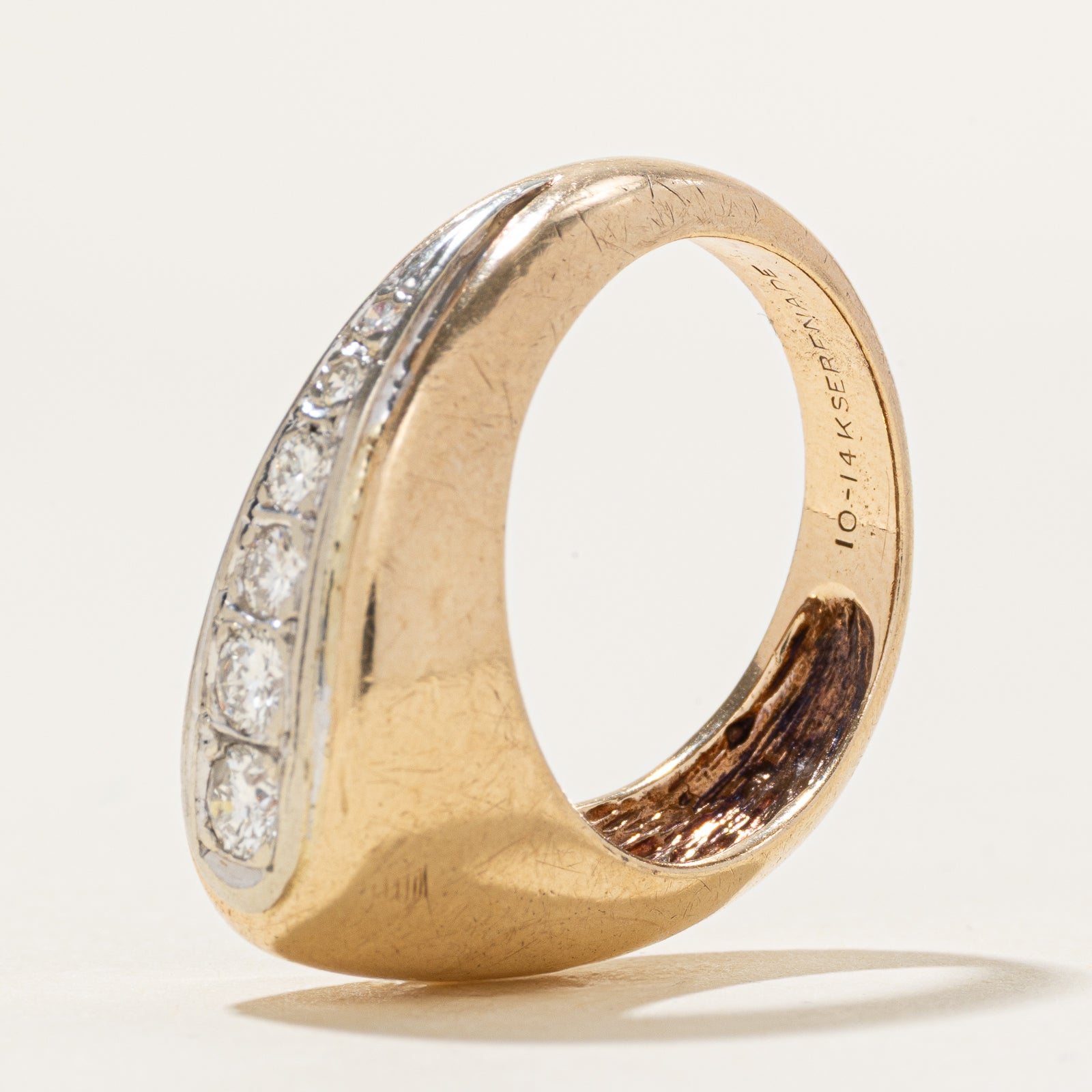10k Diamond Angled Chunky Ring | 0.40ctw | SZ 7