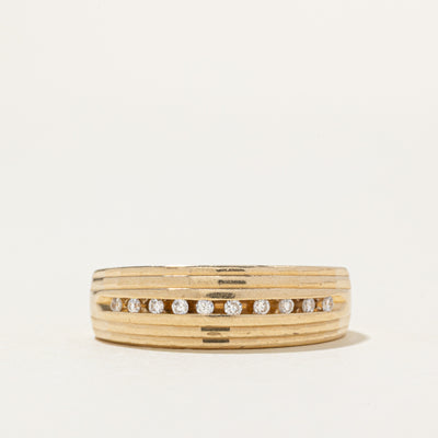 10k Semi Eternity Diamond Grooved Ring | 0.12ctw | SZ 9