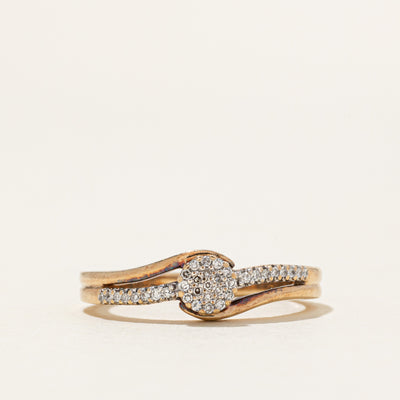 10k Diamond Cluster Bypass Ring | 0.09ctw | SZ 7