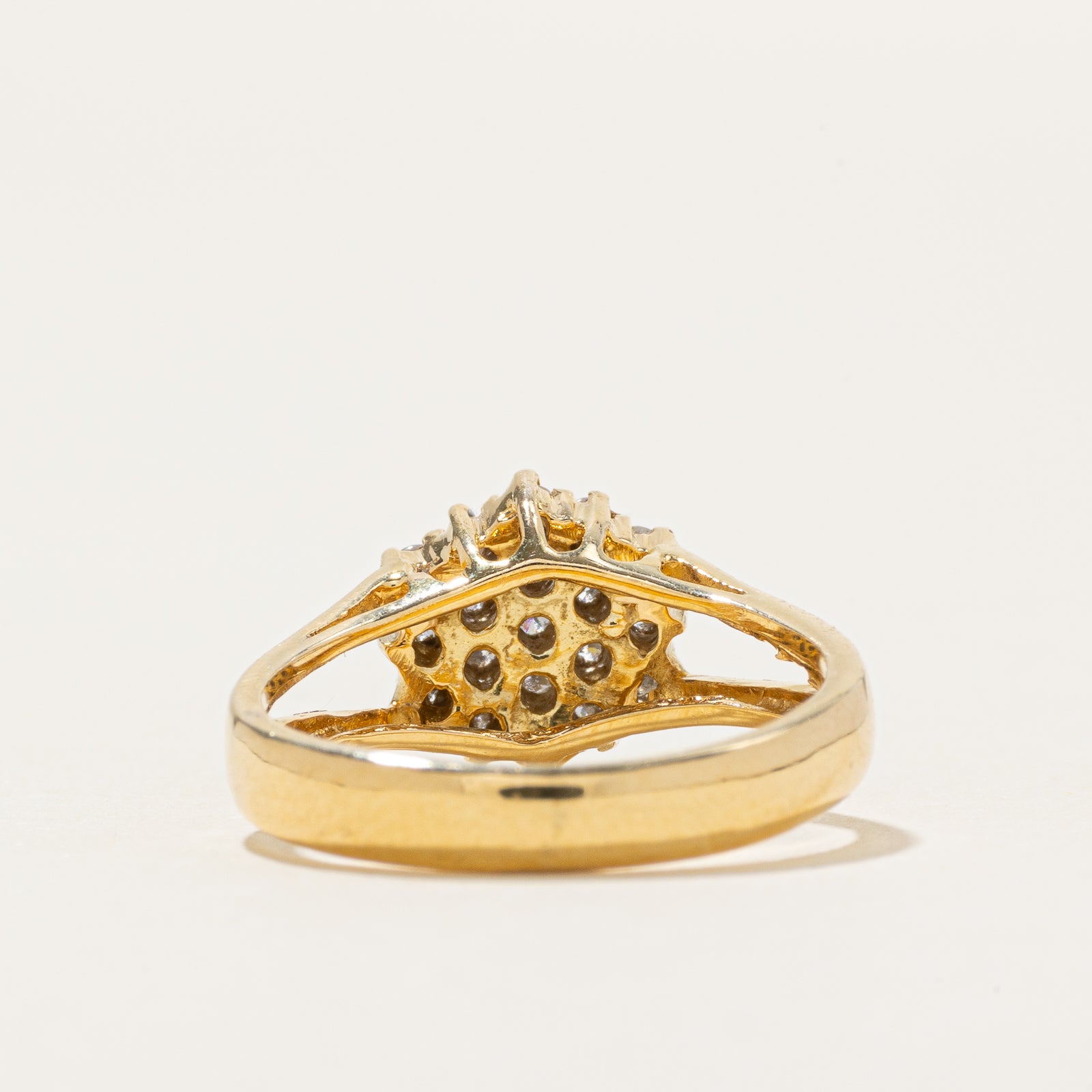 14k Diamond Hexagon Cluster Open Shank Ring | 0.30ctw | SZ 3.75