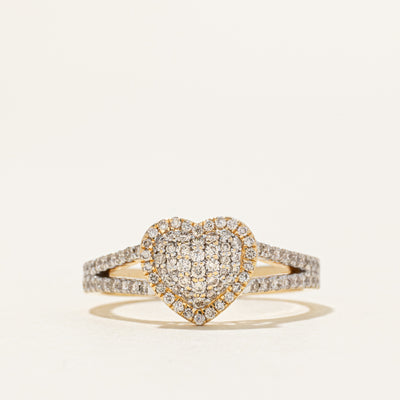 14k Diamond Heart Cluster Open Shank Ring | 0.25ctw | SZ 6.75