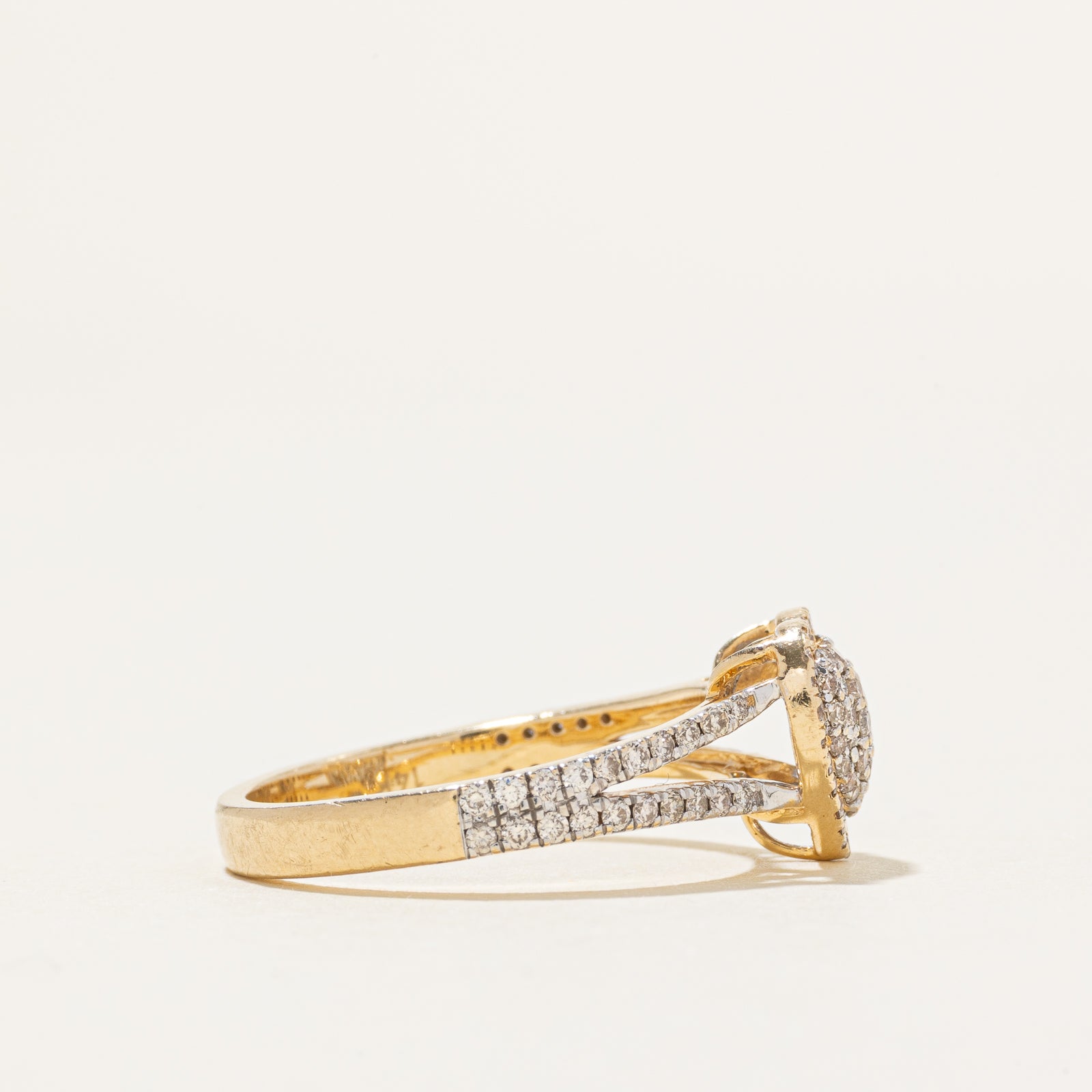 14k Diamond Heart Cluster Open Shank Ring | 0.25ctw | SZ 6.75