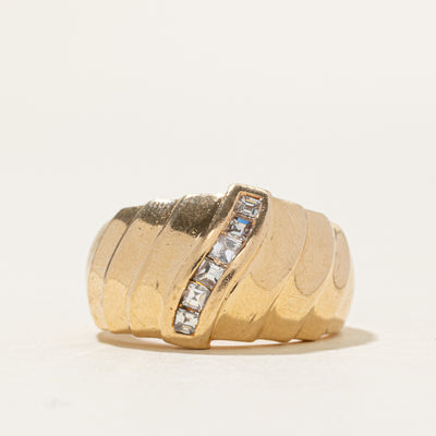 14k Diamond Waterfall Grooved Dome Ring | 0.35ctw | SZ 8