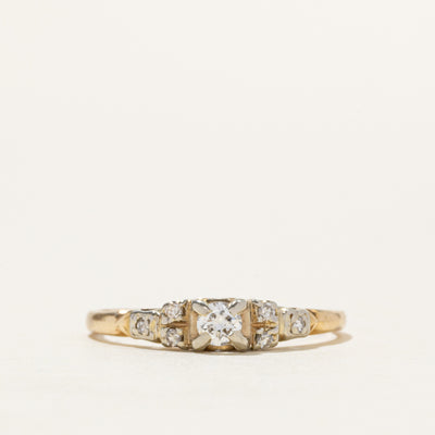 14k Two Tone Vintage Diamond Ring | 0.21ctw | SZ 7.75
