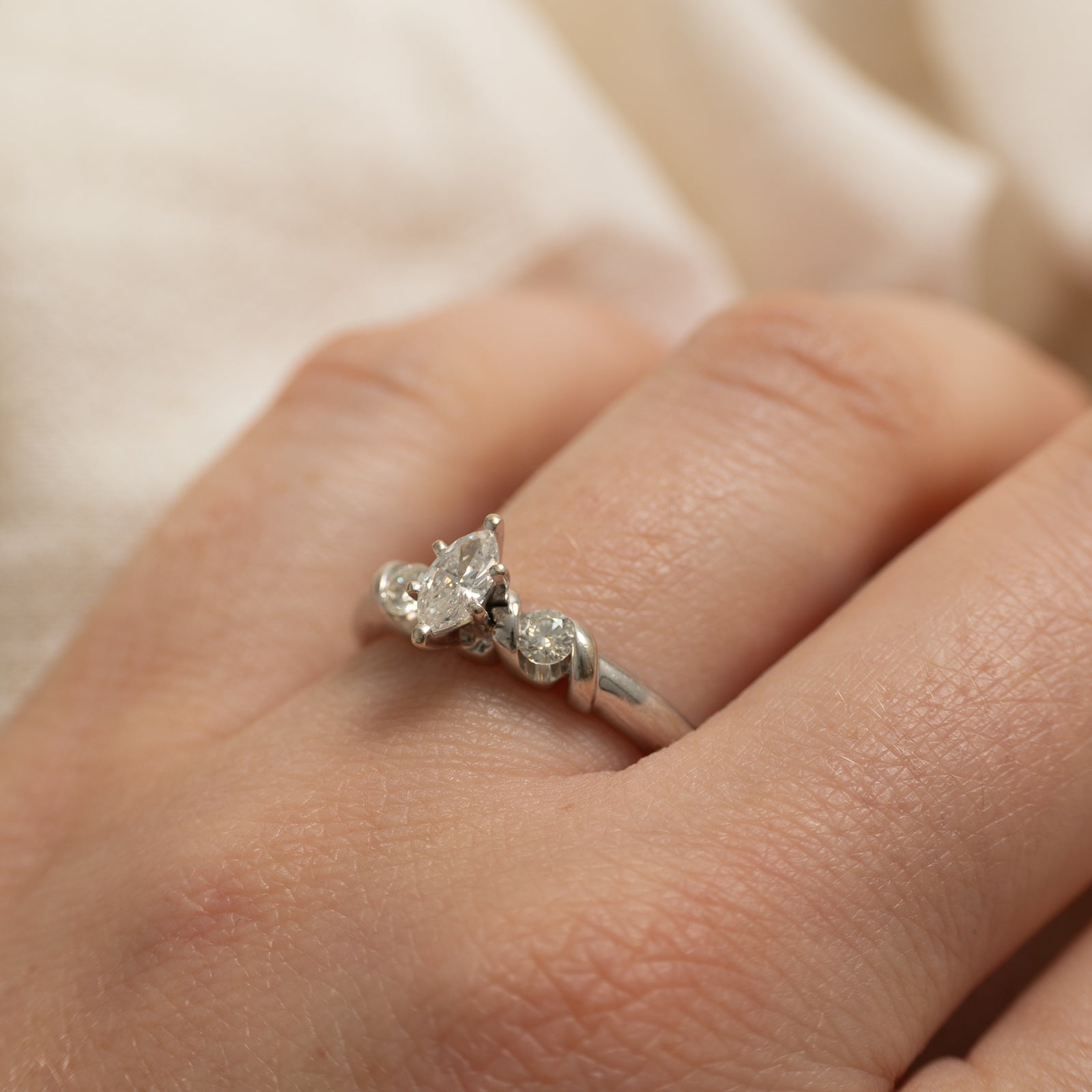 14k Marquise Cut Diamond Accented Ring | 0.48ct | SZ 7.5