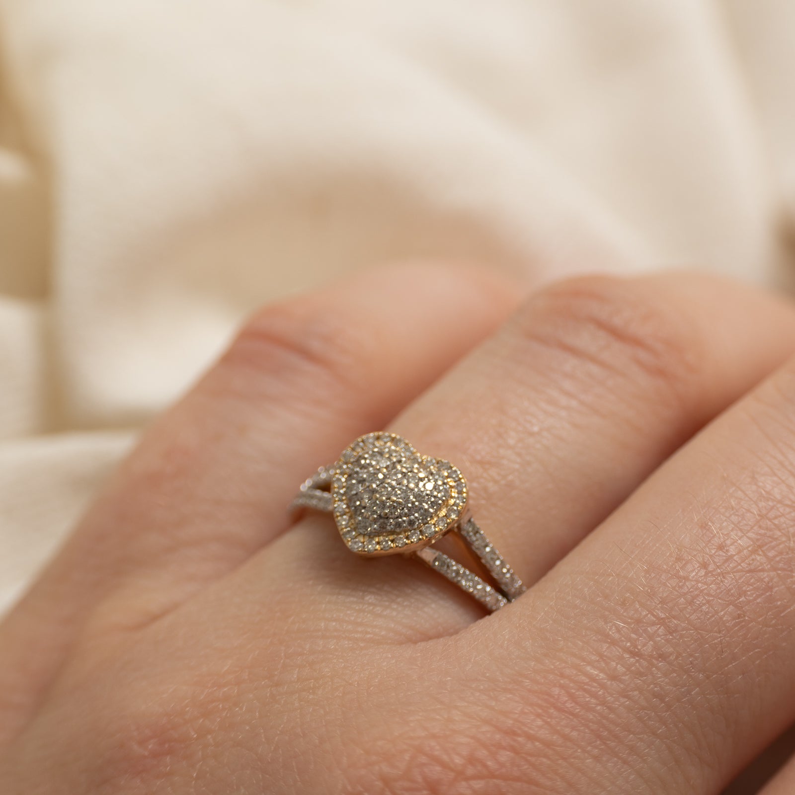 14k Diamond Heart Cluster Open Shank Ring | 0.25ctw | SZ 6.75