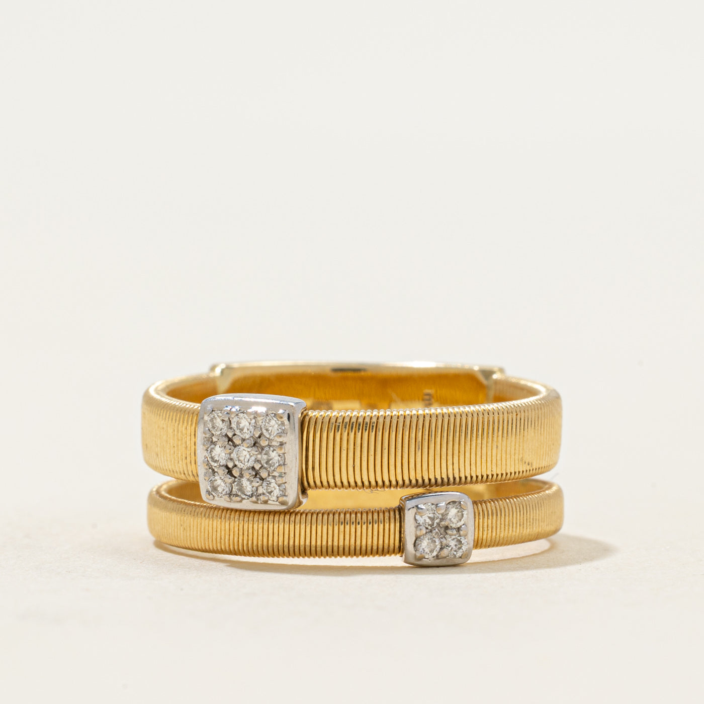 'Marco Bicego' Diamond Grid Fluted Ring | 0.09ctw | SZ 7.5