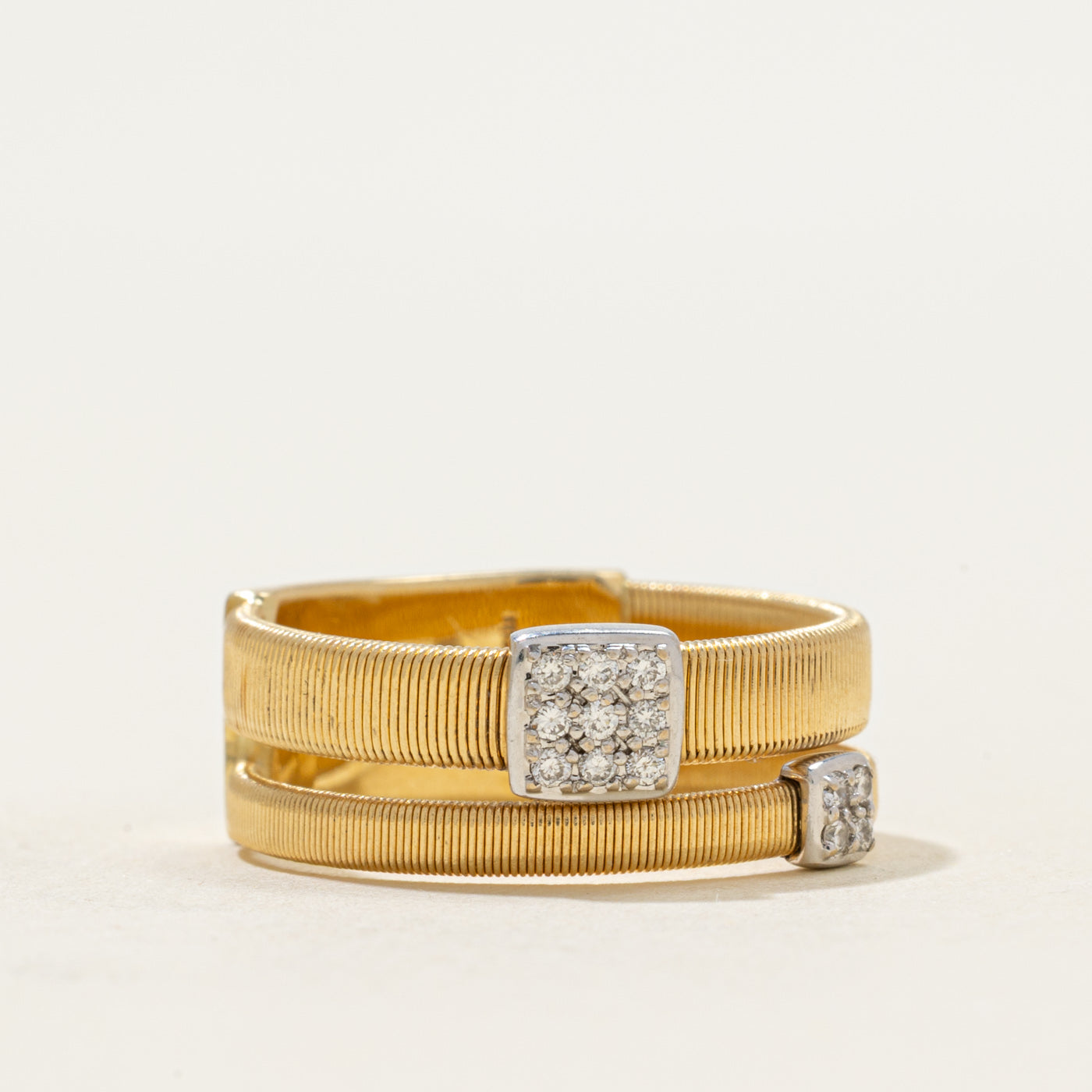 'Marco Bicego' Diamond Grid Fluted Ring | 0.09ctw | SZ 7.5