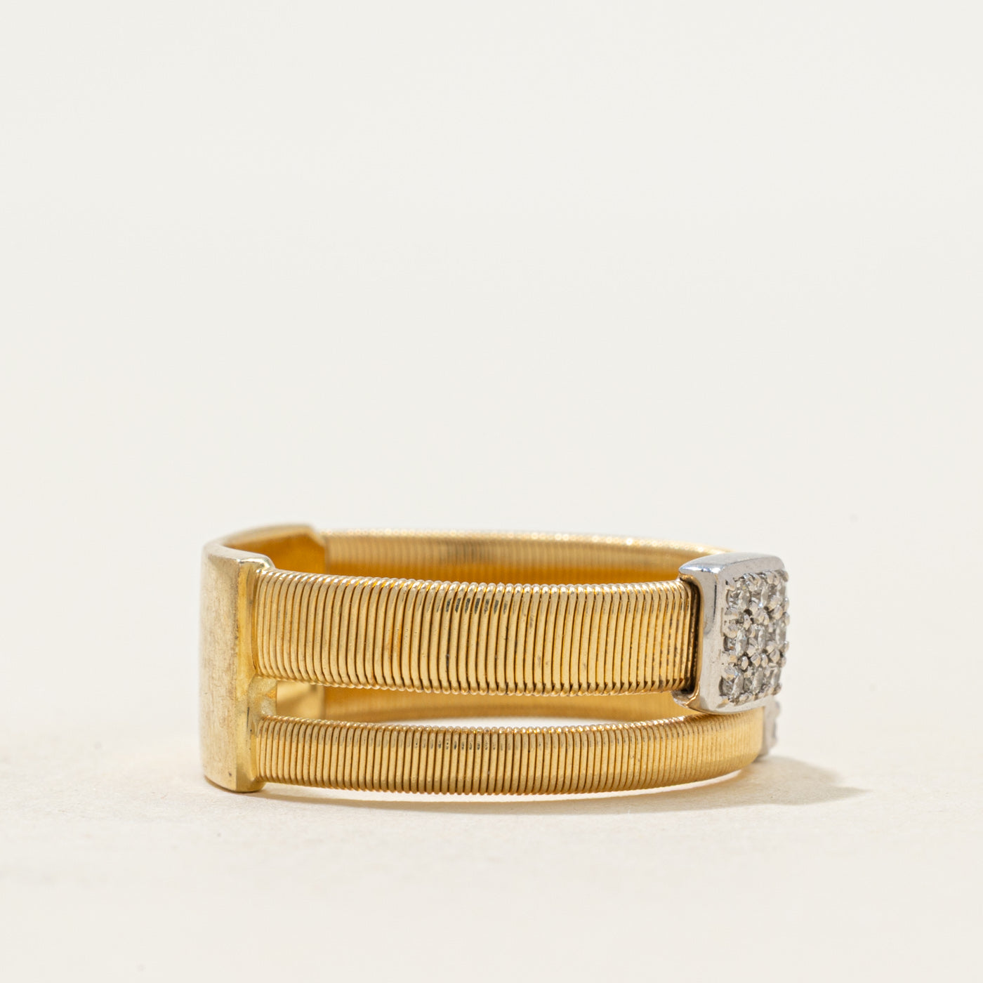 'Marco Bicego' Diamond Grid Fluted Ring | 0.09ctw | SZ 7.5