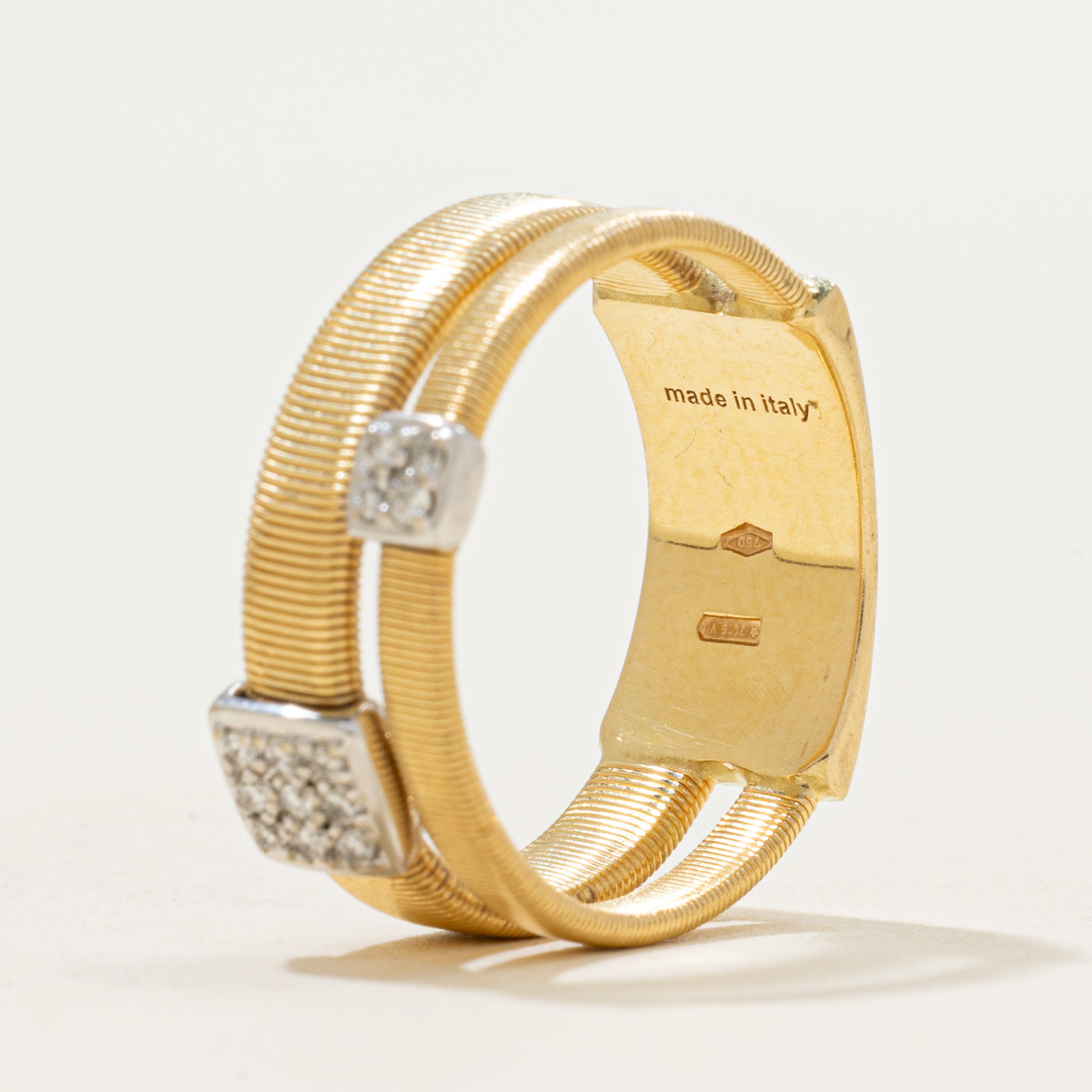 'Marco Bicego' Diamond Grid Fluted Ring | 0.09ctw | SZ 7.5