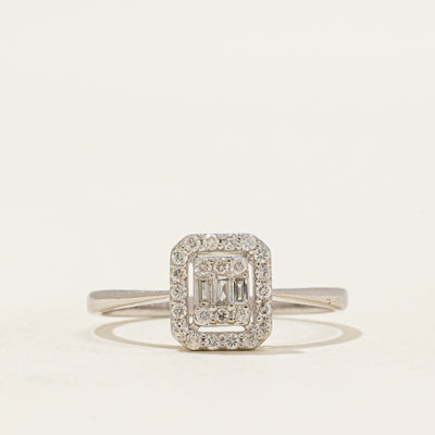 18k Diamond Halo Reverse Tapered Ring | 0.233ctw | SZ 7