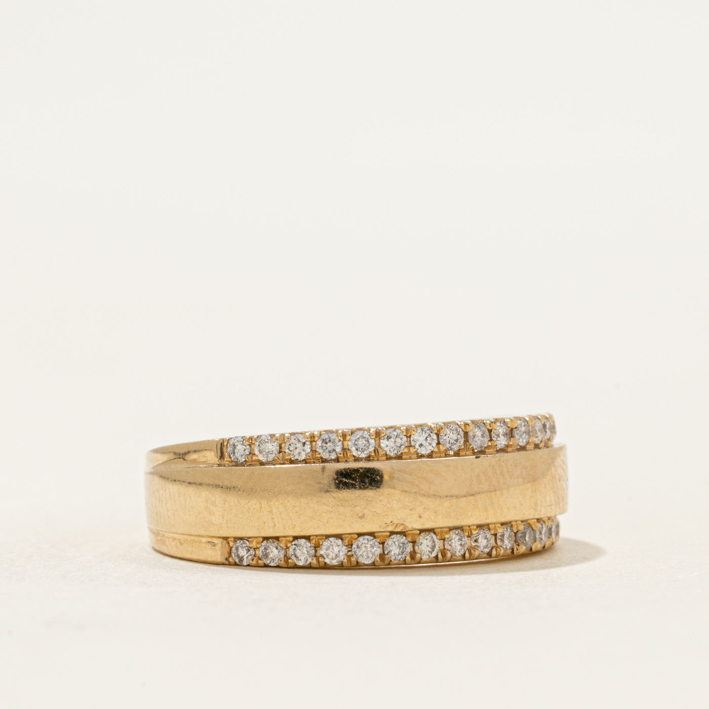 Bague double rangée de diamants | 0,37 ct au total | Taille 8,5