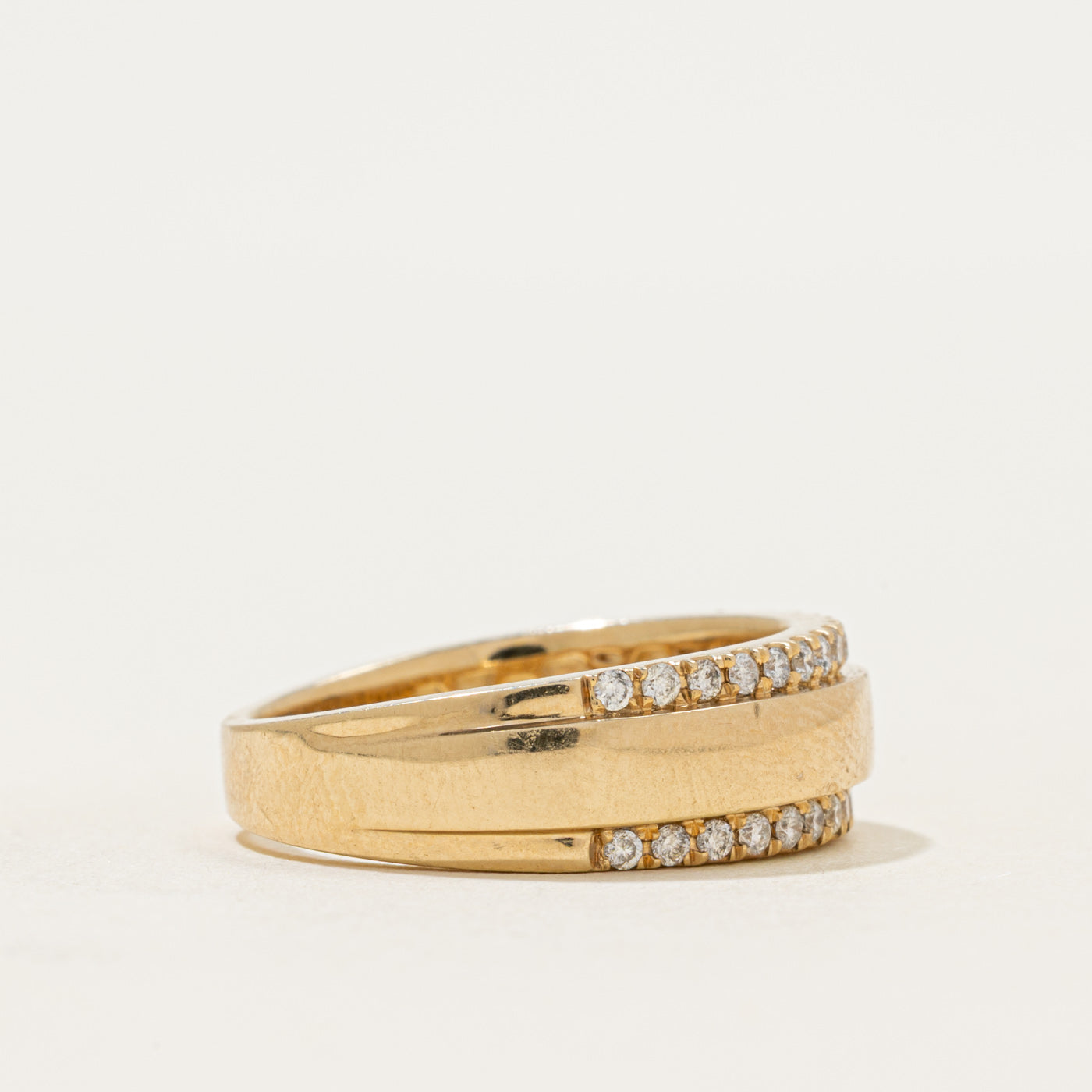 Bague double rangée de diamants | 0,37 ct au total | Taille 8,5
