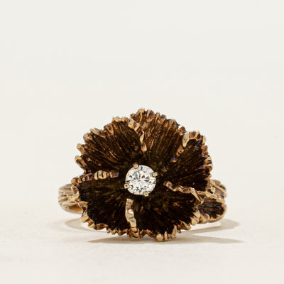 Diamond Textured Flower Cocktail Ring | 0.10ct | SZ 3.75