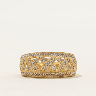 Pave Set Diamond X Dome Ring | 0.19ctw | SZ 6.25