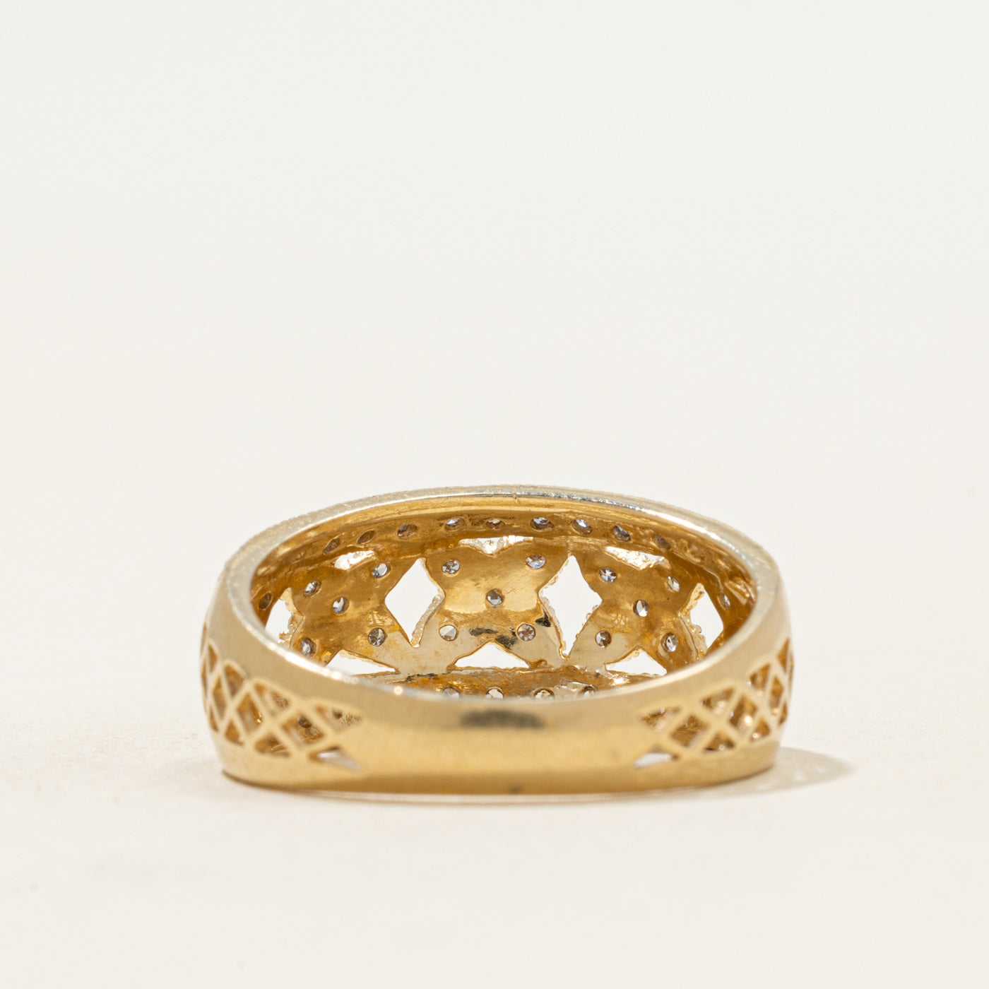 Pave Set Diamond X Dome Ring | 0.19ctw | SZ 6.25
