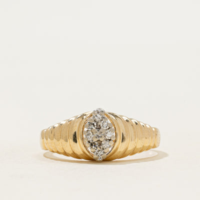 Pave Set Diamond Cluster Fluted Ring | 0.13ctw | SZ 8.25