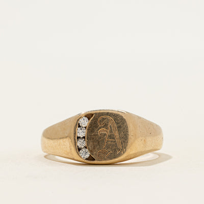 Diamond 'A' Signet Ring | 0.12ctw | SZ 10.75