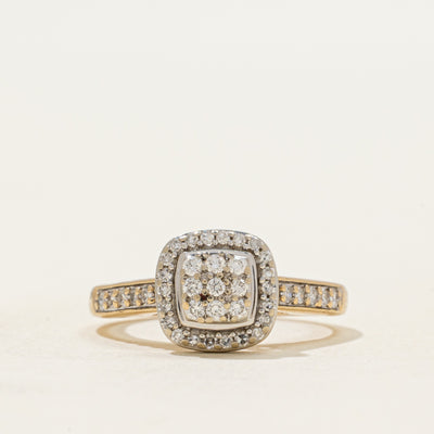 Diamond Halo Grid Cathedral Ring | 0.26ctw | SZ 4