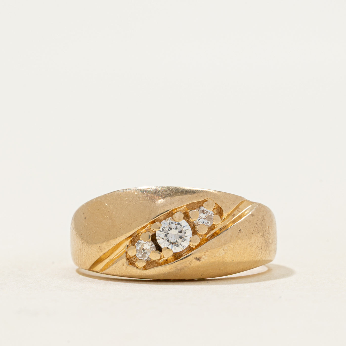 Diagonal Diamond Dome Ring | 0.22ctw | SZ 6.5