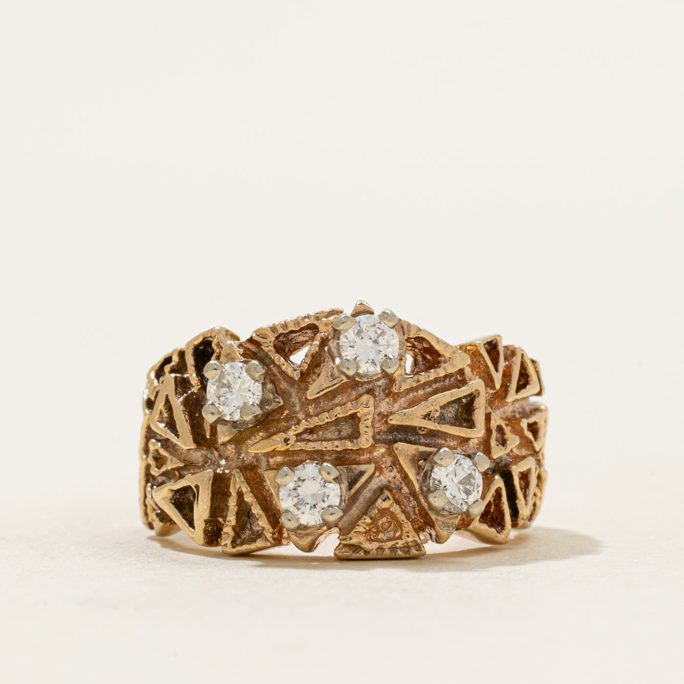 Scattered Diamond Geometric Cocktail Ring | 0.39ctw | SZ 6.75