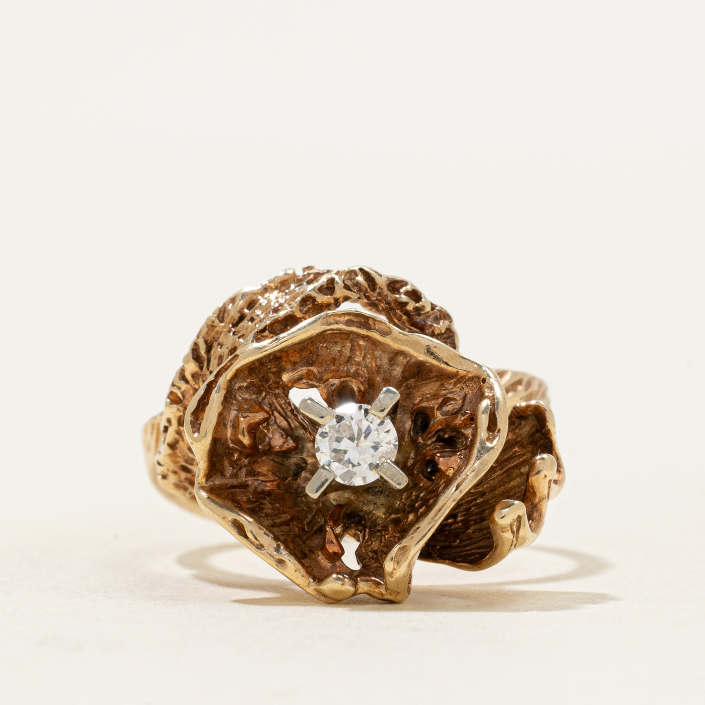 Diamond Floral Textured Cocktail Ring | 0.17ct | SZ 5.75