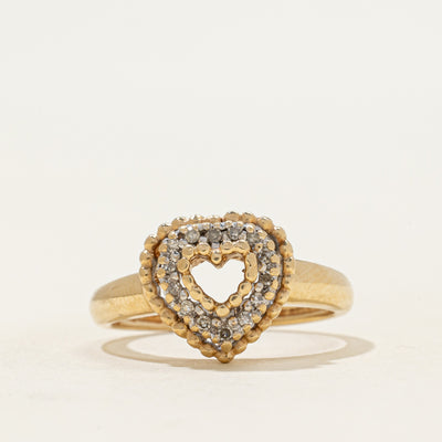 Pave Set Diamond Heart Ring | 0.10ctw | SZ 7.25