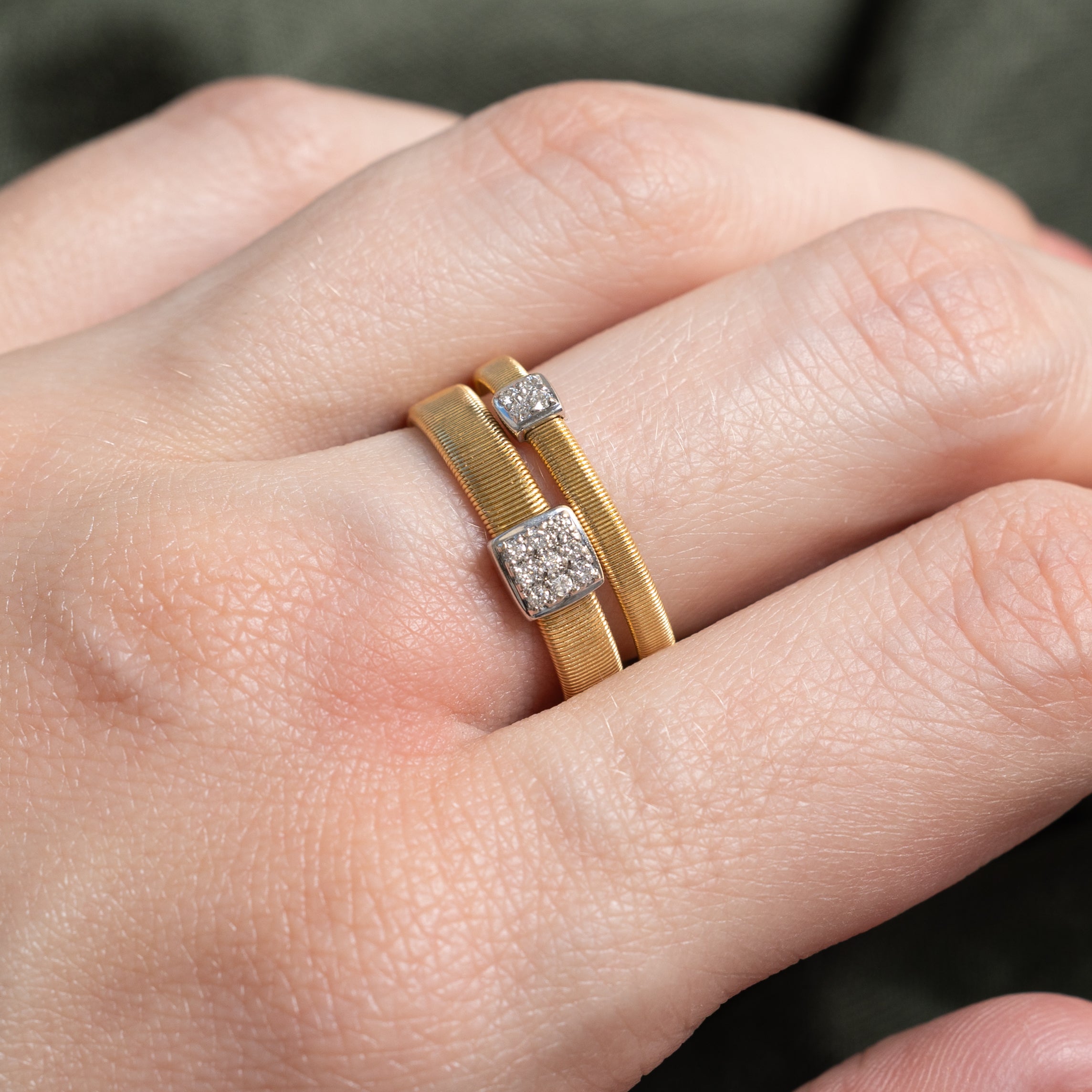 'Marco Bicego' Diamond Grid Fluted Ring | 0.09ctw | SZ 7.5