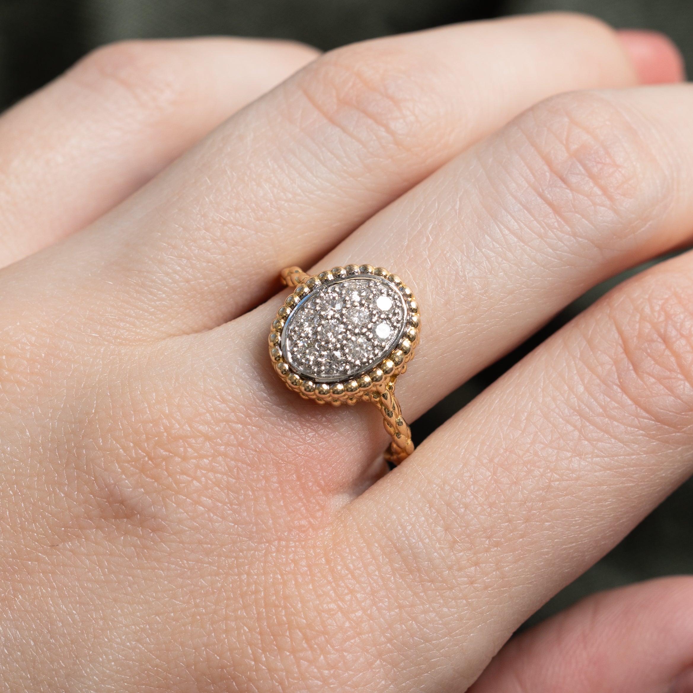 Diamond Cluster Textured Cocktail Ring | 0.42ctw | SZ 8.5