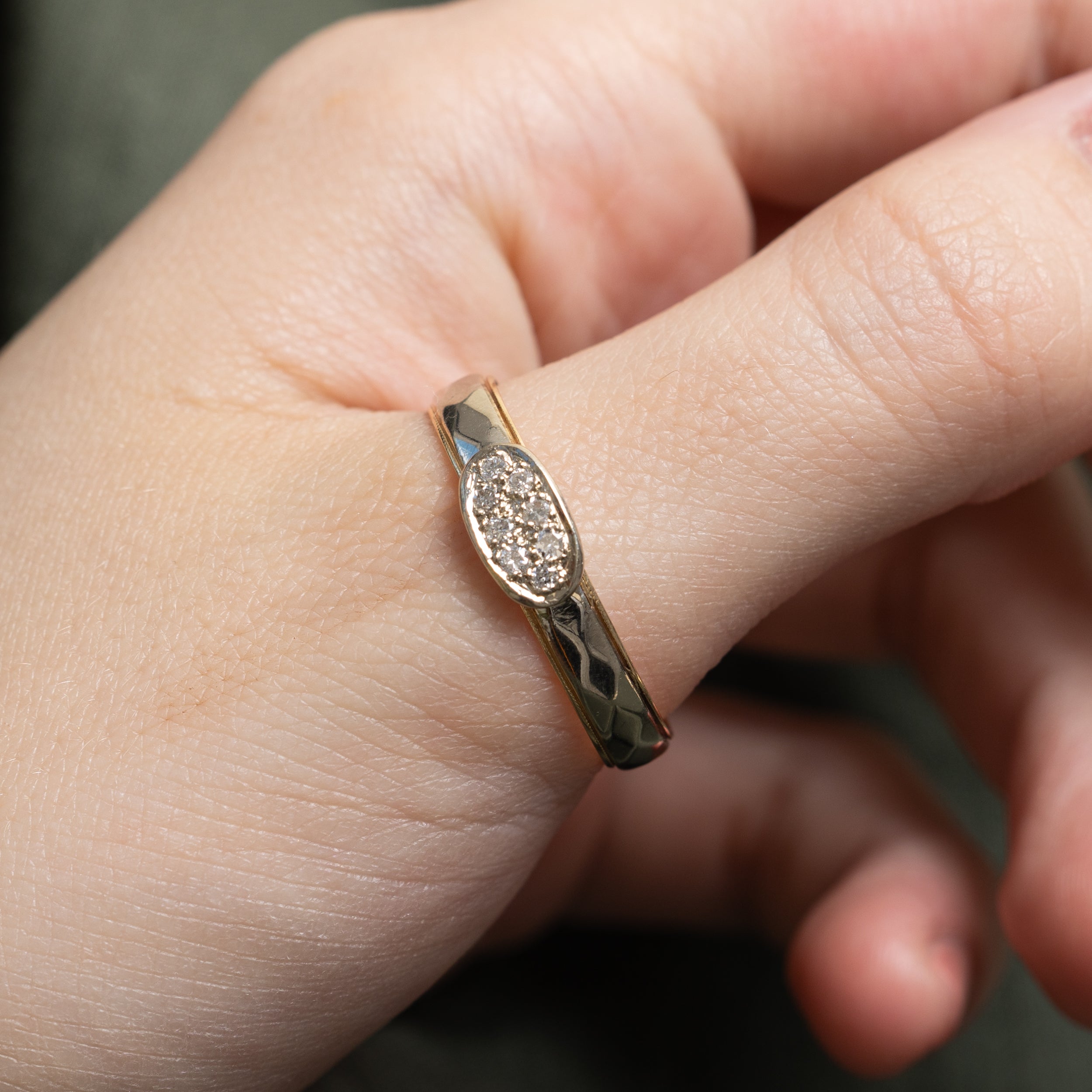 Pave Set Diamond Cluster Textured Ring | 0.18ctw | SZ 14.5
