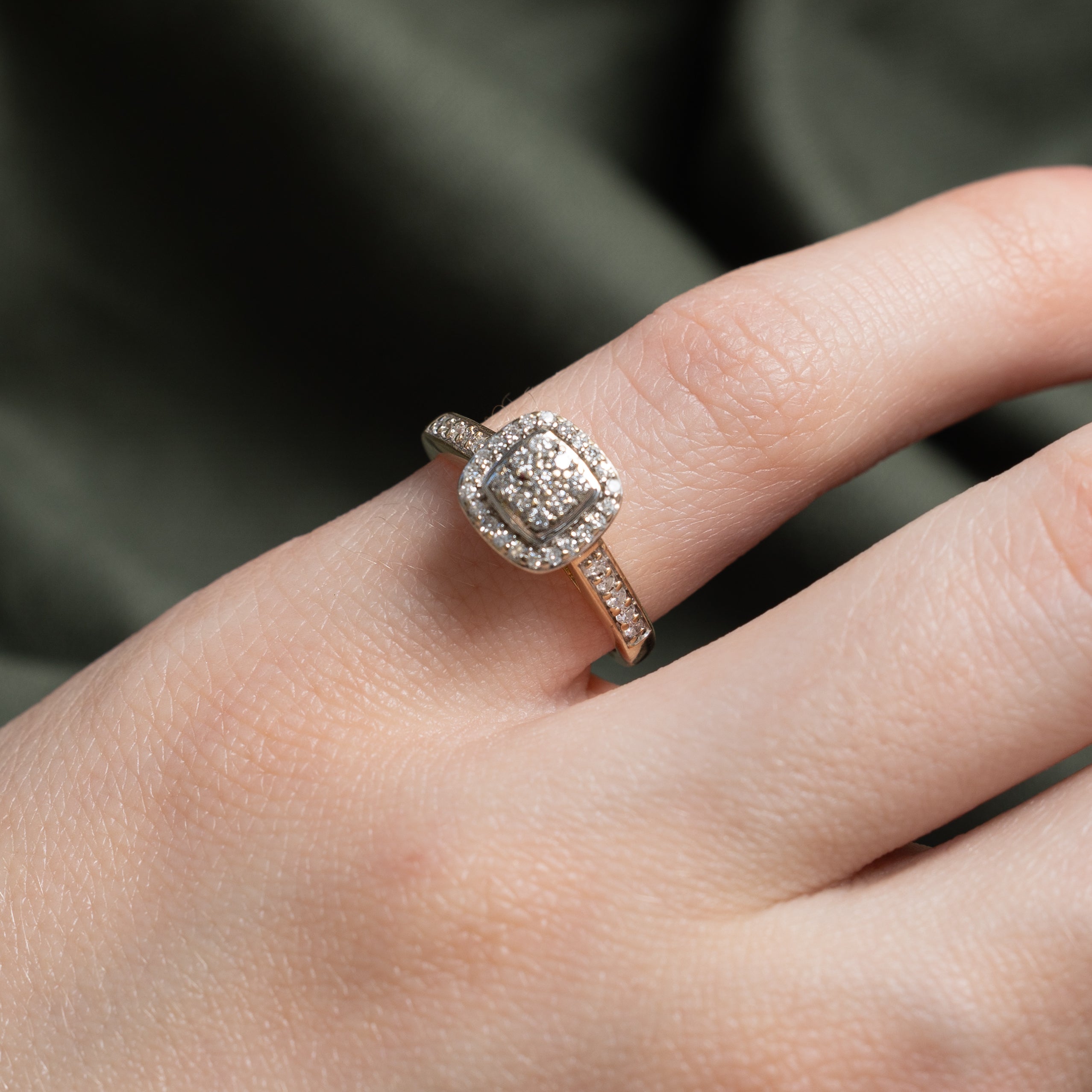 Diamond Halo Grid Cathedral Ring | 0.26ctw | SZ 4