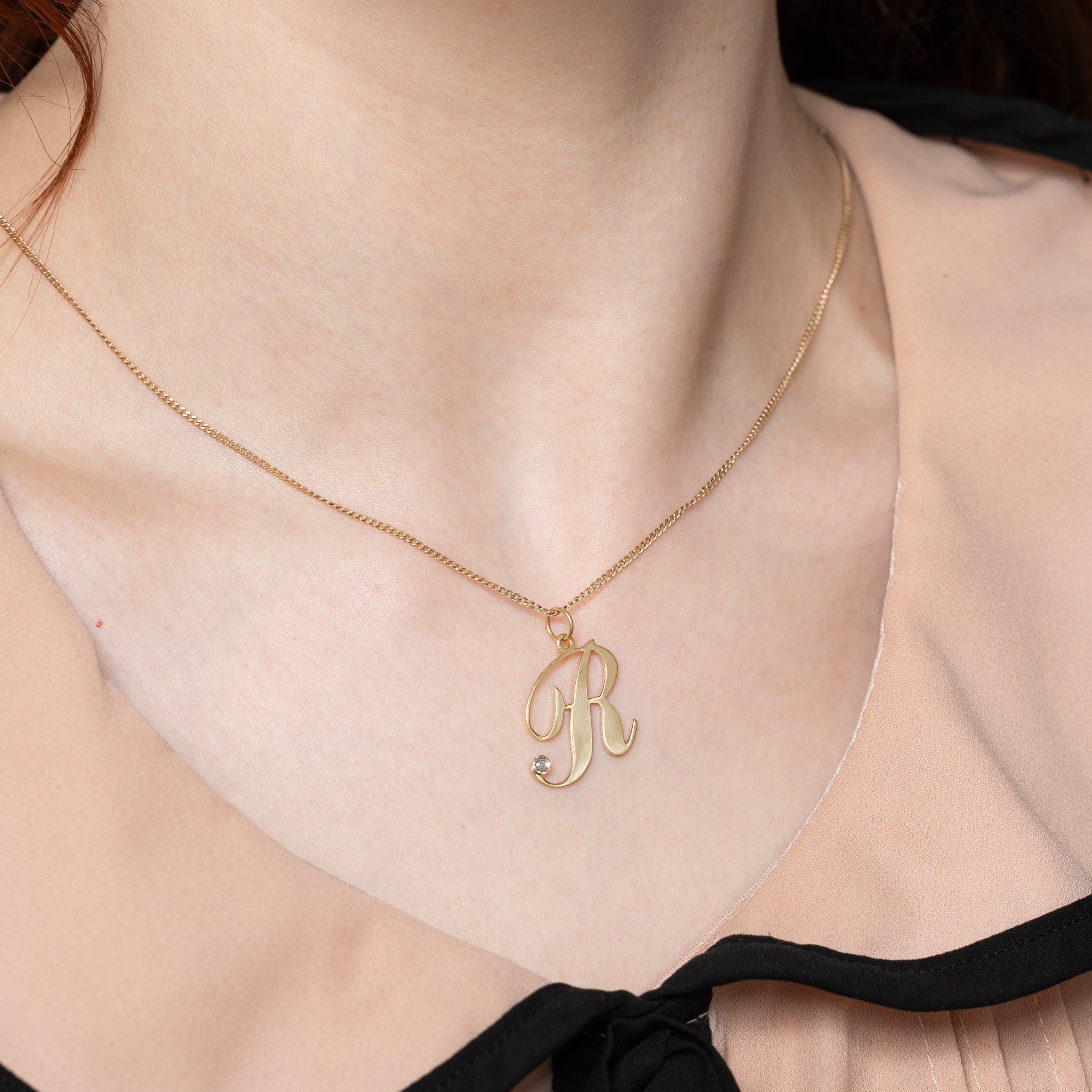 Diamond "R" Initial Pendant | 0.005ct