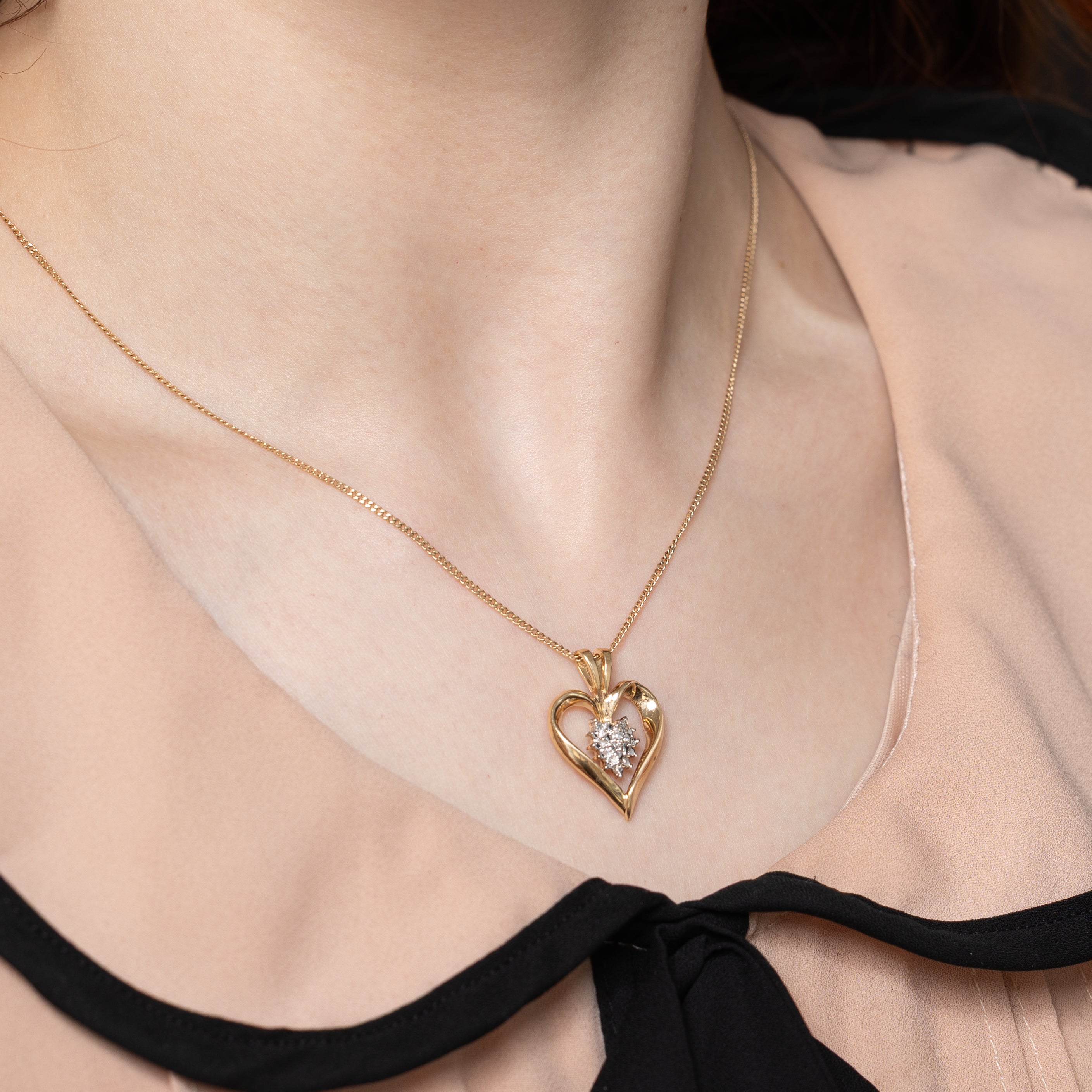 Diamond Open Heart Pendant | 0.01ct