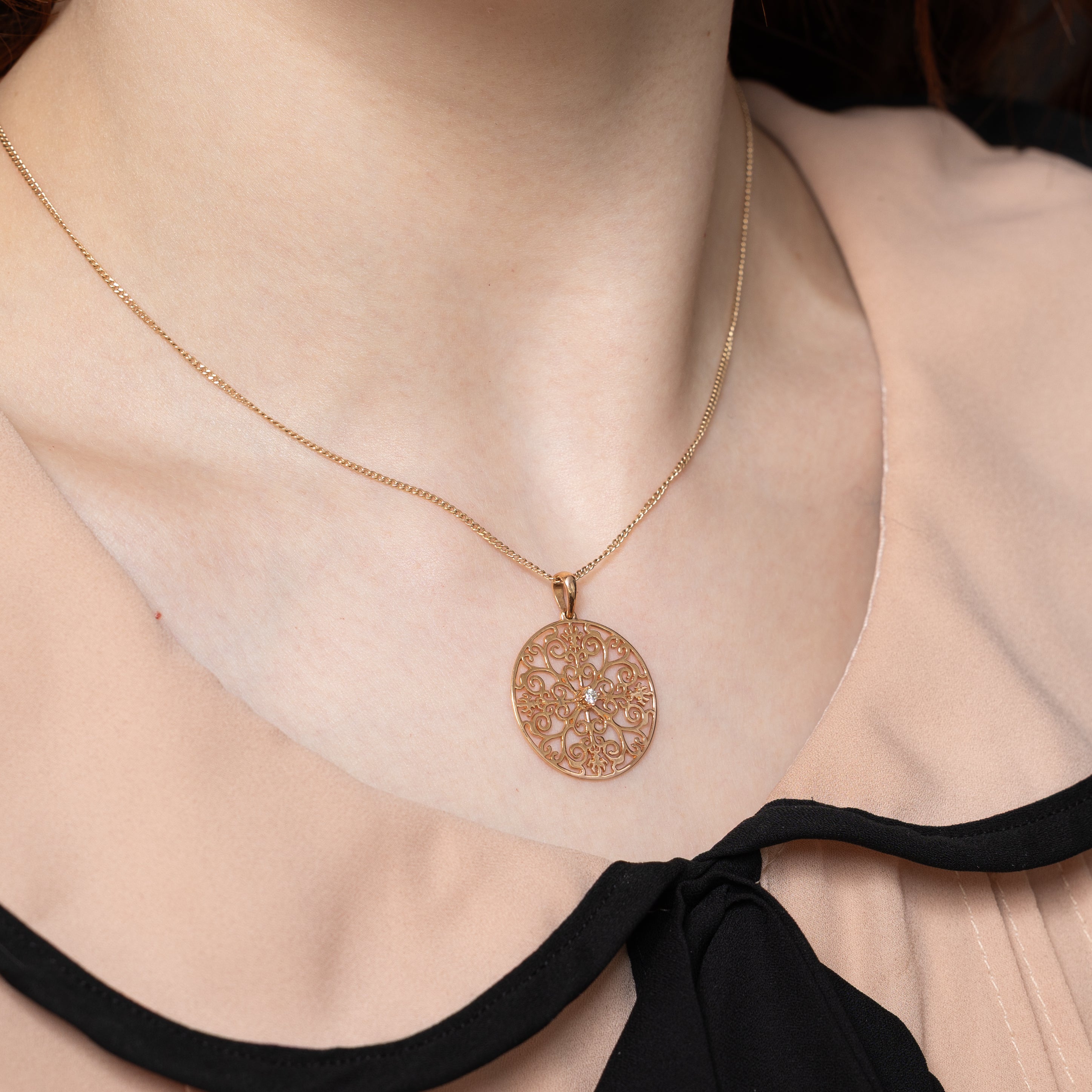 Diamond Lattice Circle Pendant | 0.04ct