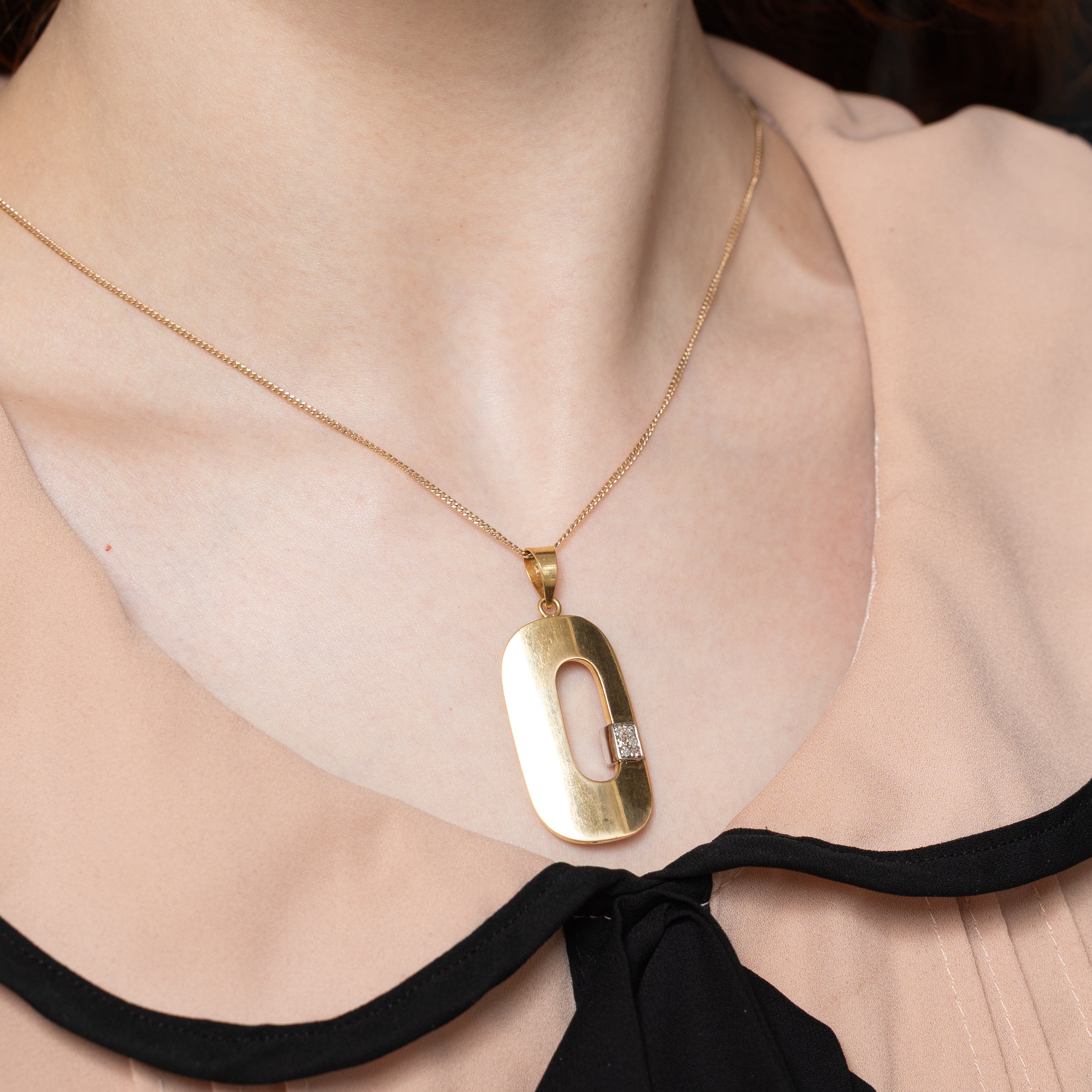 Diamond Large Open Oval Pendant | 0.06ctw
