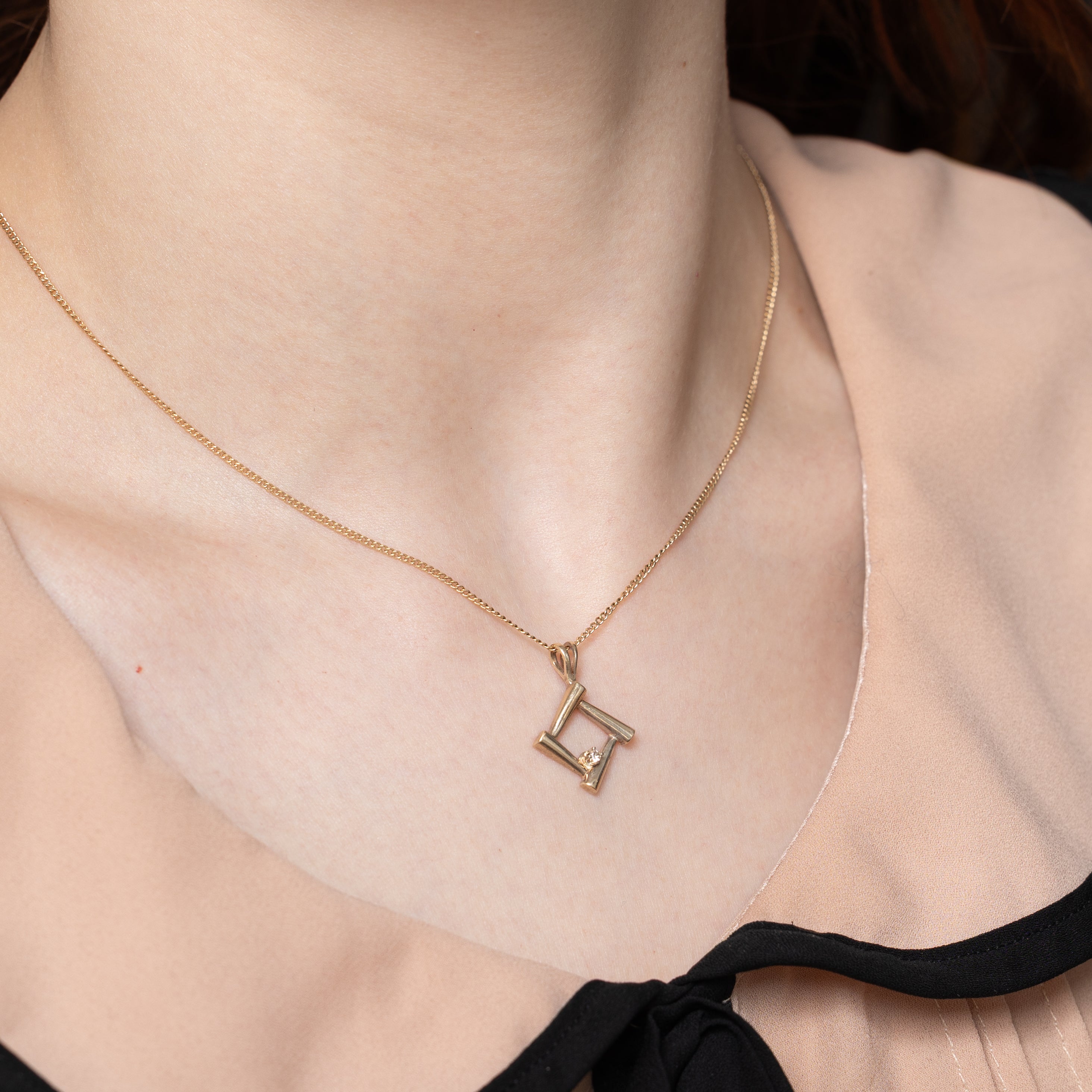 Diamond Open Rhombus Pendant | 0.02ct