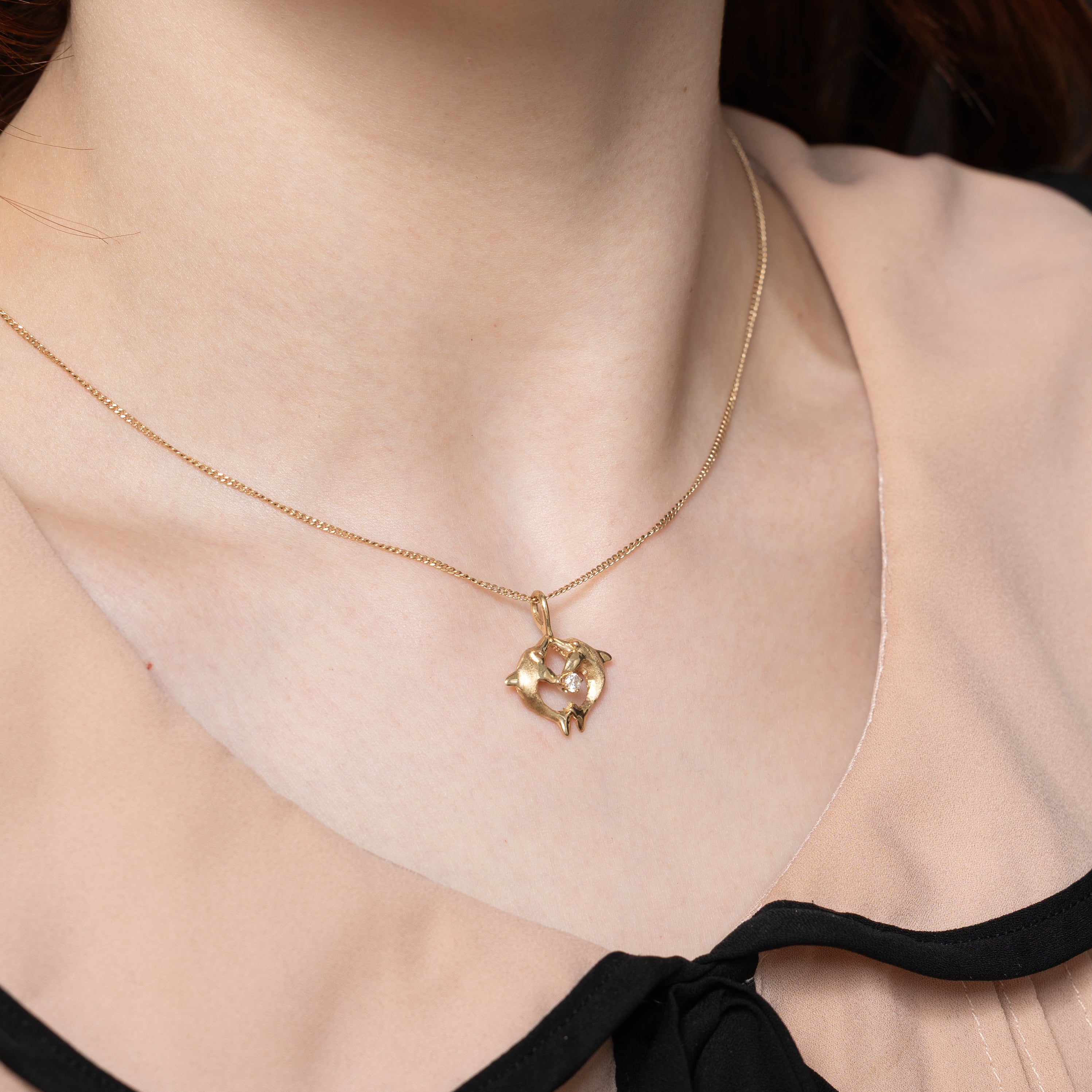 Diamond Double Dolphin Pendant | 0.09ct