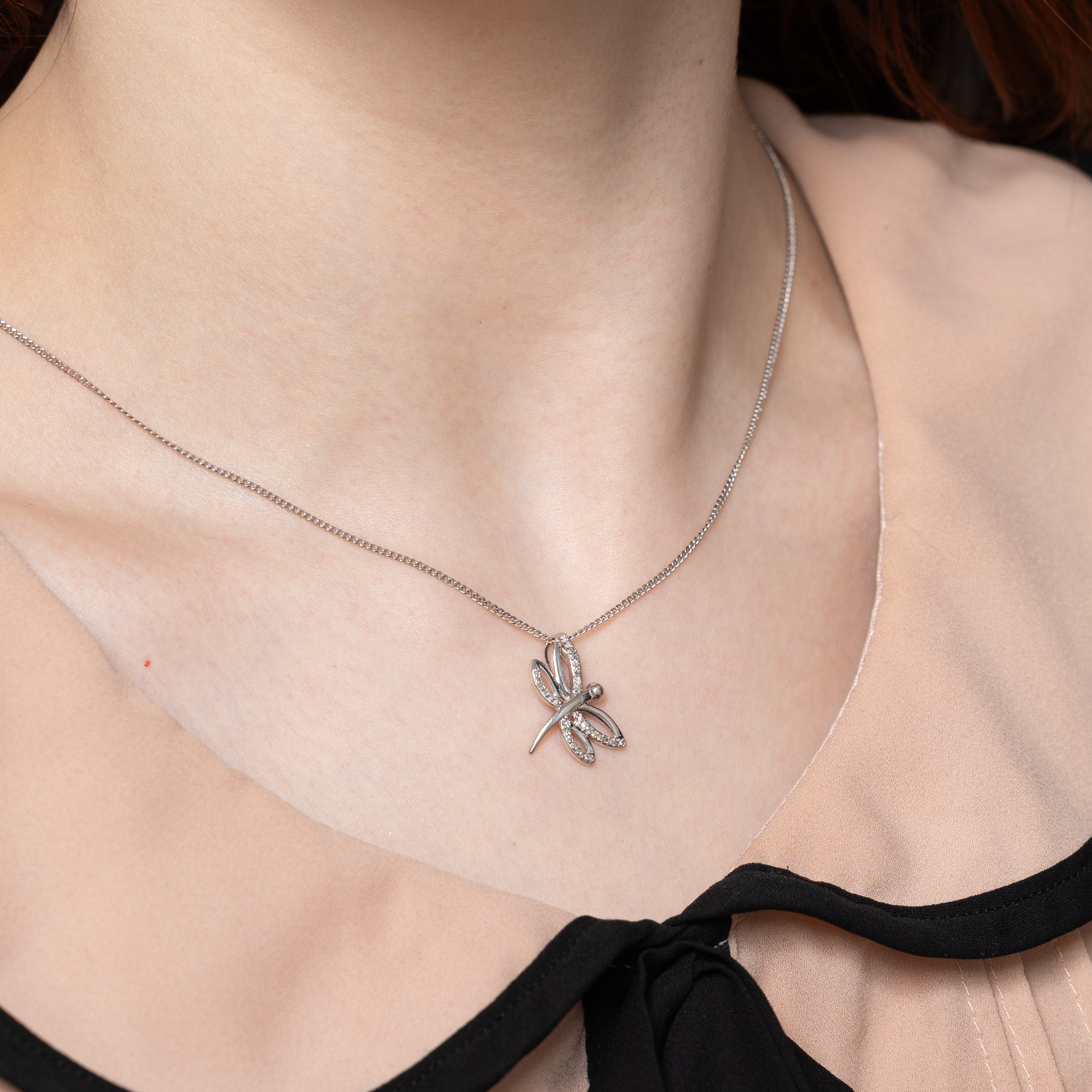 Diamond Dragonfly Pendant | 0.10ctw