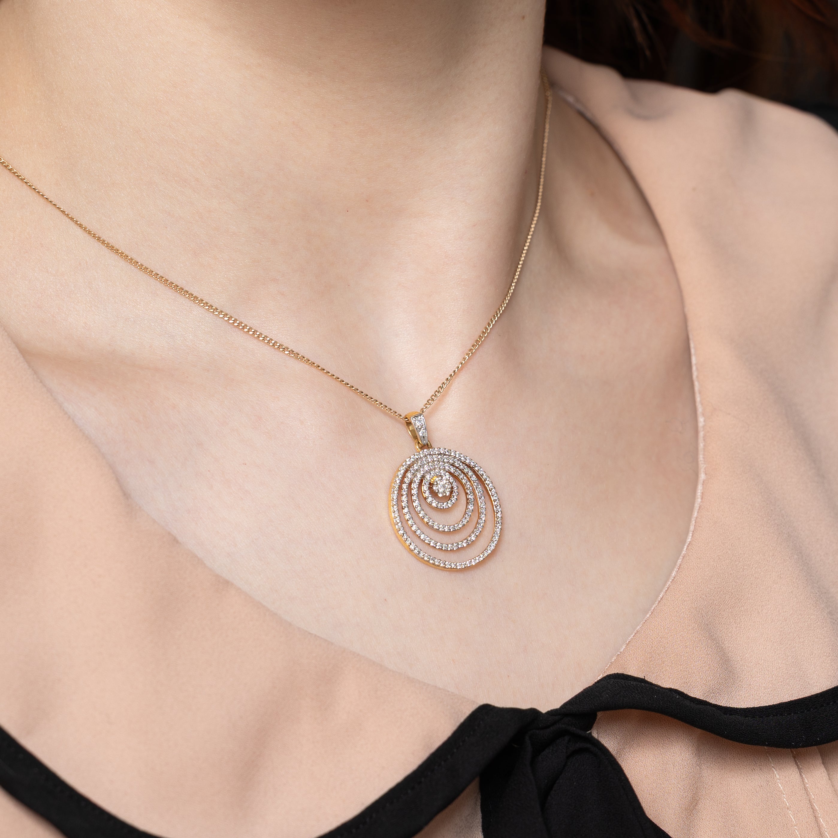 Multi Layred Diamond Circle Pendant | 0.81ctw